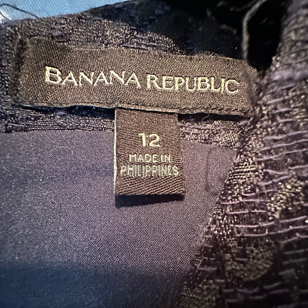 Banana Republic V-Neck Sleeveless Navy Blue Tapestry Dress - Picture 5 of 10